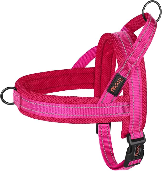 Didog No Pull Dog Harness with Soft Mesh Padded,Reflective & Quick Fit Light Weight Dog Strap Vest Harness,Easy for Walking Training (S:Chest 18-22", Mesh-Hot Pink)-Mewly Pet