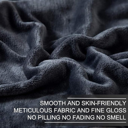 Richave Fleece Blanket Twin/Twin XL Lightweight Extra Long Throw for The Bed Warm Sofa Blanket 66" x 90"(Dark Grey Twin)