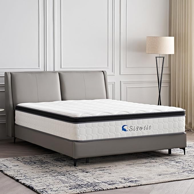 12 Inch King Size Hybrid Mattress - Medium Firm, Memory Foam & Pocket Springs, Motion Isolation, Edge Support, Pressure Relief, Ships Compressed