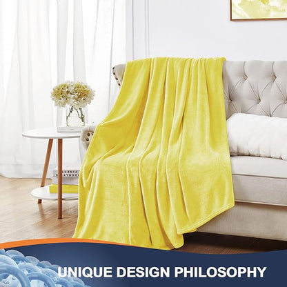 Walensee Fleece Blanket Plush Throw Fuzzy Lightweight (Twin Size 60x80 Yellow/Lemon Canary Yellow) Super Soft Microfiber Flannel Blankets for Couch, Bed, Sofa Warm and Cozy for All Seasons
