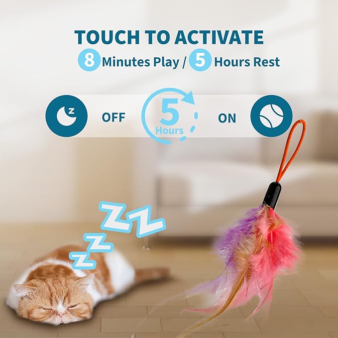 Interactive Cat Toys for Indoor Cats,Enrichment Stimulation Toys, Electric Hanging Door Clip Ribbon Kitty Toy,Automatic Play Chase Exercise Feather Toys for Bored Indoor Adult & Kitten Cats-Mewly Pet
