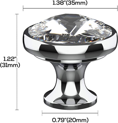 Alzassbg 6 Pack Clear Crystal with Gold Base Cabinet Knobs, 1-3/8 Inch (35mm) Diameter Cabinet Hardware Round Crystal Knobs for Drawers AL1011BG