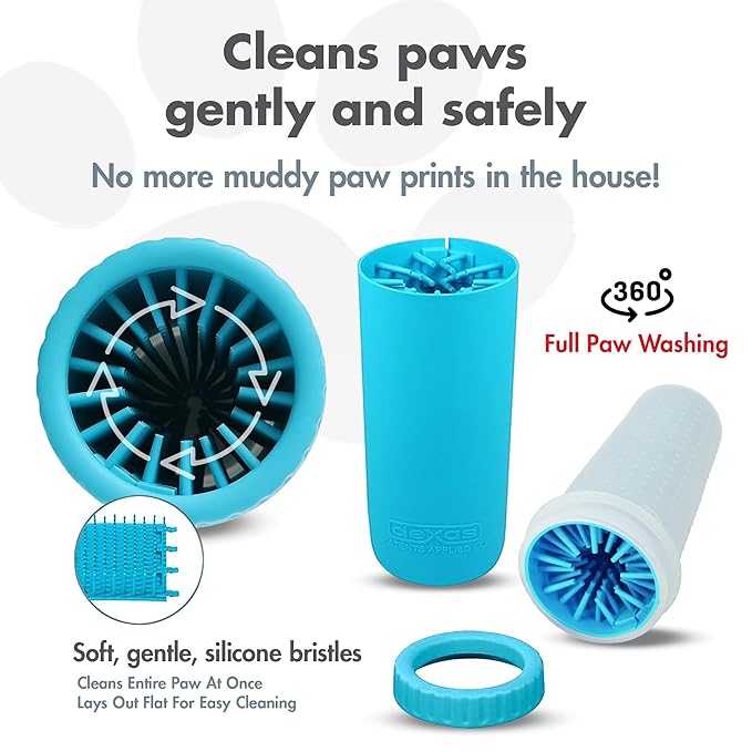 Dexas MudBuster Portable Dog Paw Cleaner, Large, Blue (PW720312)-Mewly Pet