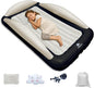 Sleepah Inflatable Toddler Travel Bed Portable Kids Air Mattress Set w Safety Rail Guards for Kids & Toddlers – Includes Pump, Carry Case, Pillow & More - Perfect Transitional Cot (Beige)