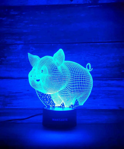 Pig 3D Decor Lamp with Remote, Toys for Girls Boys Room, Night Light Bedside Gifts for Kids Baby