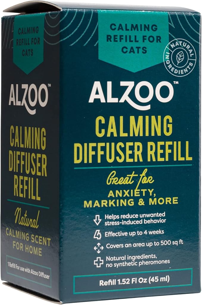 Calming Diffuser Refill for Cats, Helps Reduce Unwanted Stress-Induced Behavior, 100% Plant-Based Active Ingredients, Covers Up to 500 Sq. Ft, 1.52 Fl. Oz.-Mewly Pet