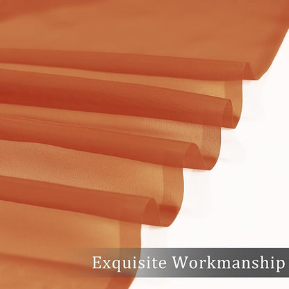 OWENIE Sheer Curtains 90 Inches Long 2 Panels Set for Bedroom, Light Filtering Sheer Curtains Rod Pocket Voile Drapes for Living Room, Airy Soft-Touching Drapes, Orange, Each 42" W x 90" L