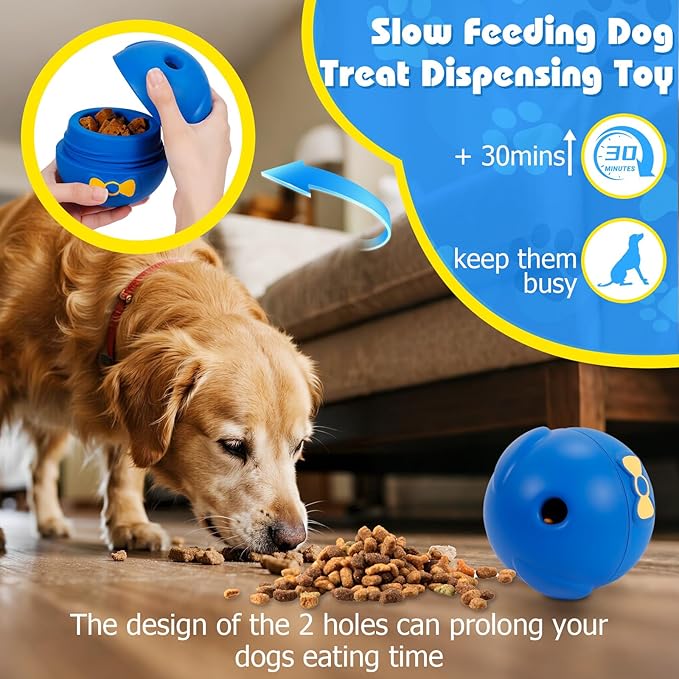 Yipetor Interactive Treat Dispensing Dog Toy, Large 3IN1 Dog Enrichment Toy, Tough Rubber Chew Ball Dog Treat Frozen Puzzle Toys for Large Medium Breeds - Keep Them Busy/Anxiety Relief/Feeding Slow-Mewly Pet
