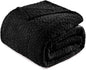 Exclusivo Mezcla Fleece Queen Size Blanket for Bed, 90x90 Inches Soft Cozy Jacquard Flannel Blankets, Lightweight Fuzzy Plush Warm for Winter, Black