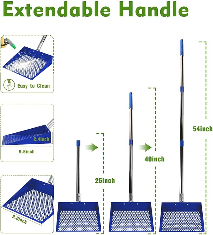 Large Chicken Poop Scooper, Chicken Coop Accessories,Metal Litter Scooper For Chicken,Chicken Coop Cleaning Tools,Heavy Duty Poop Shovel For Chicken Coop Accessories,Chicken Coop Must Haves (Blue)-Mewly Pet