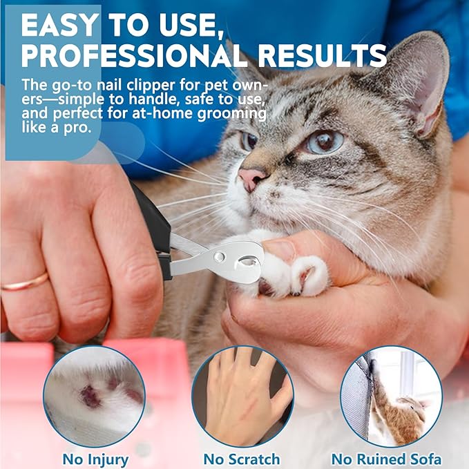 Cat Nail Clippers, Professional Pet Claw Clippers for Indoor Cats, Kittens, Small Dogs, Puppys, Birds, Rabbits, Safe Nail Trimmer and Grooming Tools for Small Animals Home Pets-Mewly Pet