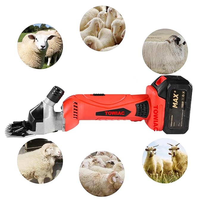 Cordless Electric Shears,Professional Sheep Shearing Clippers with 2 PCS Rechargeable Lithium Battery, 6 Speeds Heavy-Duty Farm Livestock Haircut Trimmer-Mewly Pet