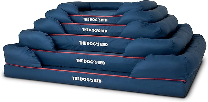 The Dog’s Bed, Medium Blue/Red 30x23.5, Memory Foam, Pain Relief: Arthritis, Hip & Elbow Dysplasia, Post Surgery, Lameness, Supportive, Calming, Waterproof Washable Cover, Veterinary Approved-Mewly Pet