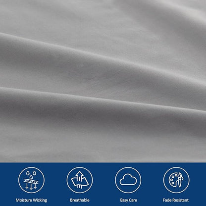 Moonsea Extra Deep Pocket Queen Sheet Sets for Air Mattress - Deep Pocket Sheets Queen Size Sets - Sheets with Pocket on Side - Easily Fits Extra Deep 16 in to 24 in Pillow Top Air Mattress (Grey)