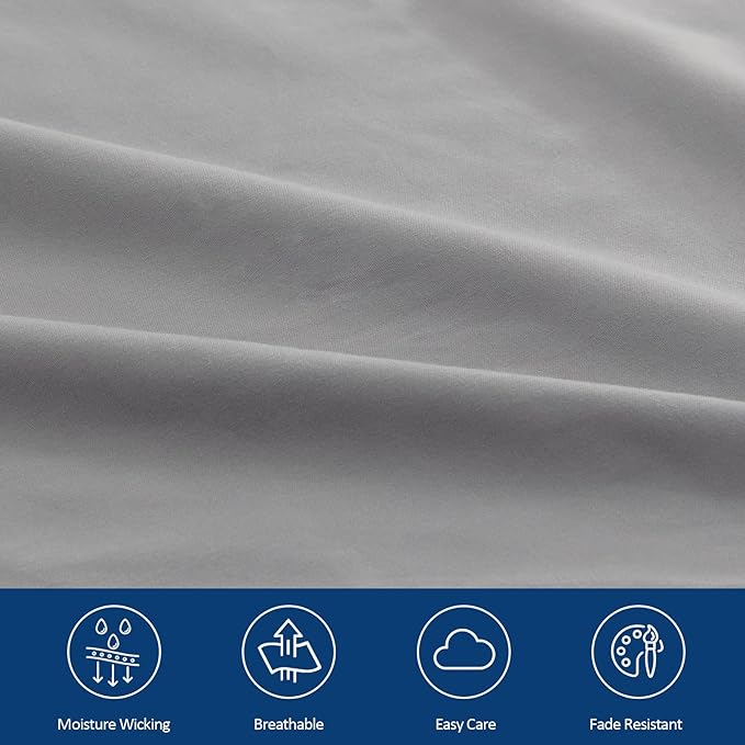 Moonsea Twin XL Sheet Sets - Extra Deep Pocket 3-Piece Twin XL Sheets - Twin Extra Long Sheet Set with Side Pocket - Easily Fits Extra Deep 16 in to 24 in Pillow Top (Grey)