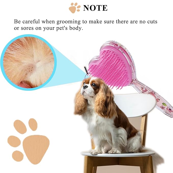 Small Dog Brush, Soft Dog Grooming Brush for Shih Tzus, Yorkies, Maltipoos, Maltese, Love Shape Puppy Massaging Pet Hair Brush, Cat Brush, for Small Dogs Cats of All Hair Types (Rose Pink)-Mewly Pet