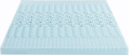 Mellow 4 Inch 5-Zone Memory Foam Mattress Topper, Cooling Gel Infusion, Dorm Essentials, Queen Blue