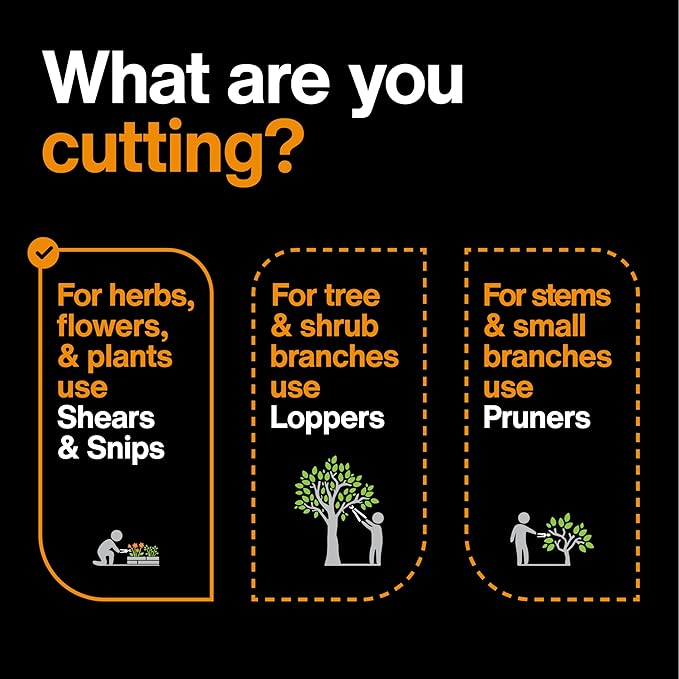 Fiskars Curved Micro-Tip Pruning Snips - 6" Garden Shears with Sheath and SoftGrip Handle - Yard and Garden Tools - Orange/Black-Mewly Pet