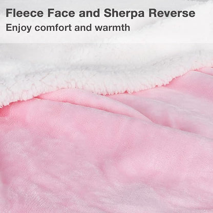 Catalonia Sherpa Wearable Blanket with Sleeves & Foot Pockets for Adult Women Men, Comfy Snuggly Wrap Sleeved Throw Blanket Robe, Gift Idea, Pink