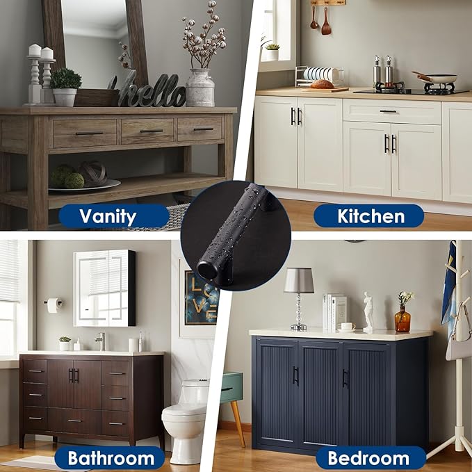 HBL' 10 Pack | 3 Inch Center to Center Matte Black Cabinet Pulls Kitchen Cabinet Handles,Made of Stainless Steel,Ideal for Cabinet,Drawer,Cupboard and Wardrobe.