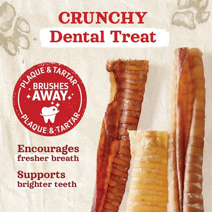 Natural Farm Beef Trachea (12 Inch, 8 Pack), 100% Beef Chews, Natural Glucosamine and Chondroitin for Joint & Hip Mobility, Bone Strength – Low Fat Crunchy & Crispy Treats for All Dogs-Mewly Pet