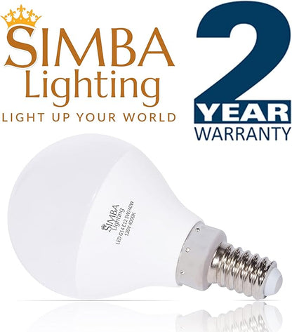 Simba Lighting LED Candelabra E12 Base G14 Small Globe 5W 40W Replacement Light Bulb (6 Pack) for Ceiling Fan, Chandelier, Vanity, Round A15 Frosted White Cover, Non-Dimmable, 4000K Natural Light