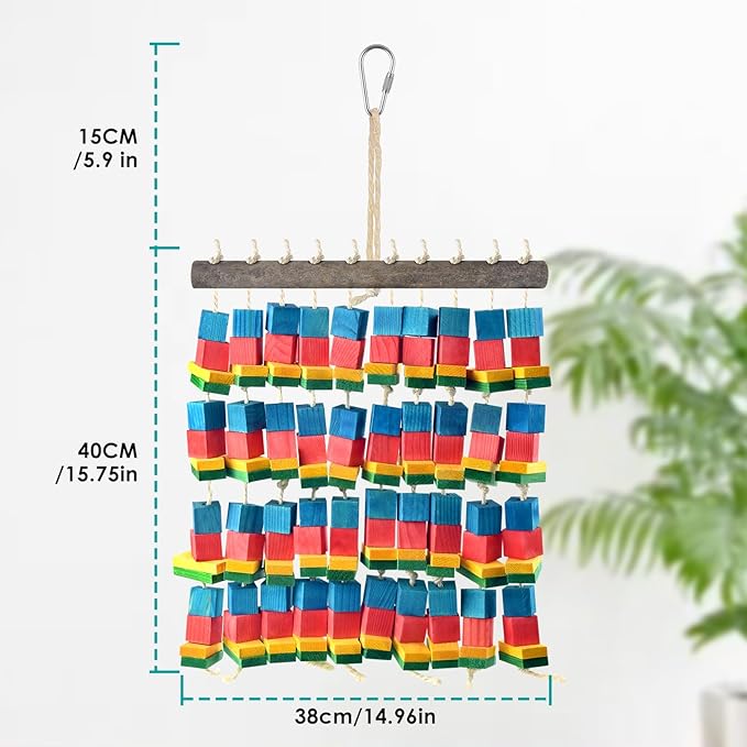 Extra Large Bird Toys, 21.6inch XL Macaw African Grey Parrot Chewing Toys, Natural Wooden Block Knots Tearing Toy Parrot Cage Accessories for Big Birds-Mewly Pet