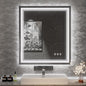 Bathroom Mirror, 32x36 Inch Gradient Front and Backlit LED Mirror for Bathroom, 3 Colors Dimmable CRI>90 Double Lights, IP54 Enhanced Anti-Fog, Hanging Plates Wall Mount LED Mirror