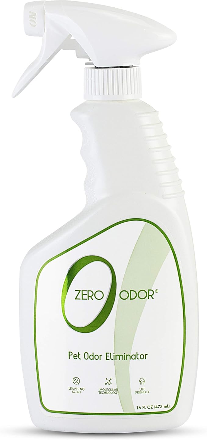 Zero Odor - Pet Odor Eliminator for Strong Odor, Eliminate Air & Surface Odors – Patented Molecular Technology Best For Carpet, Furniture, Beds Smell Great Again (Over 400 Sprays Per Bottle)-Mewly Pet
