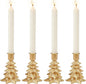WDS WONDROUS Christmas Tree Candle Holders Set of 4 – Taper Candle Holders for Christmas Decorations, Gold Resin Candlestick Holders with Table Top, Metal, Dining Table Centerpieces & Holiday Decor