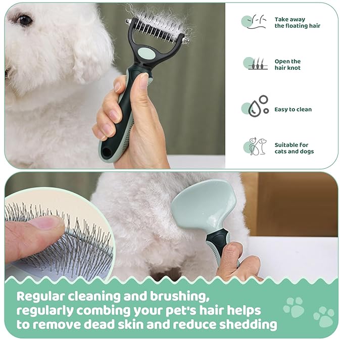 8-in-1 Pet Grooming Kit for Dogs & Cats - Includes Slicker Brush, Nail Clippers, Comb, Scissors, Toothbrush & Collapsible Bowl - Deshedding, Hair Trimming & Care Set, Travel Bag-Mewly Pet