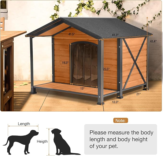 Extra Large Dog House Outdoor Weatherproof, Strong Metal Chew Proof Frame Dog Kennel for Small Medium Large Dogs-Mewly Pet