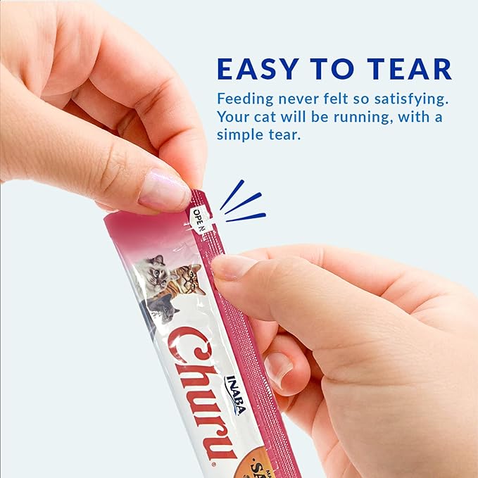 INABA Salmon Churu Cat Treats, Lickable, Squeezable Creamy Purée Cat Treat with Green Tea Extract & Taurine, 0.5 Ounces Each Tube, 20 Tubes, Scallop & Chicken Variety Box