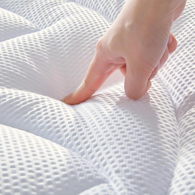 SLEEP ZONE Twin XL Cooling Mattress Topper for College Dorm, Premium Zoned Cool Mattress Pad Cover, Padded Mattress Protector Breathable Washable, Deep Pocket 8-21" (White, Twin XL)