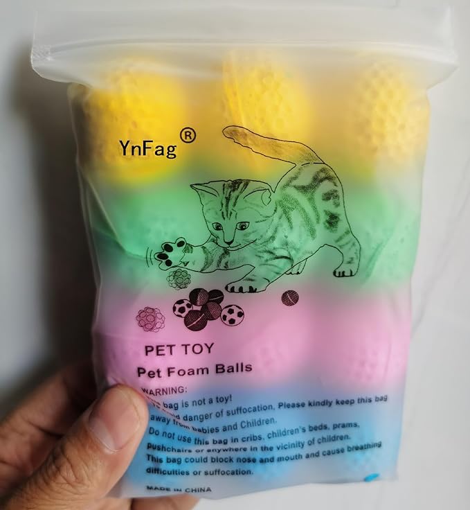 YnFag Foam Soccer Balls Cat Toys for Indoor Cats Cat Balls (12 Pcs Individual Color Balls)-Mewly Pet