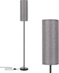 FRIDEKO HOME Floor Lamp with Grey Shade, Simple Design with Foot Pedal Switch, Small Tall Lamps for Living Room Bedroom Office, Corner Floor Stand Light with Black Pole Lamp (No Bulb/No Remote)