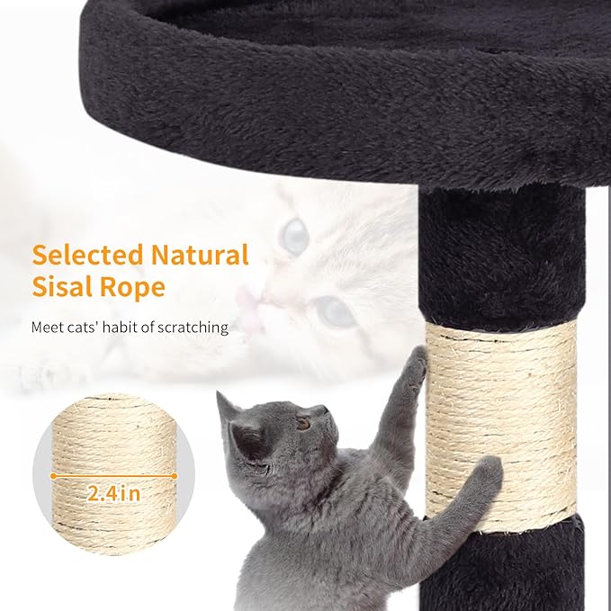 BestPet Cat Tree 36 inch Tall Scratching Toy Activity Centre Cat Tower Cat Condo Multi-Level Furniture Scratching Posts for Indoor Cats,Dark Gray-Mewly Pet