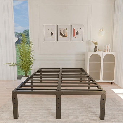 ALDRICH Metal King Size Bed Frame - 16 Inch Tall Black Basic Steel Slats Platform, Easy Assembly Heavy Duty Noise Free Bedframes, No Box Spring Needed