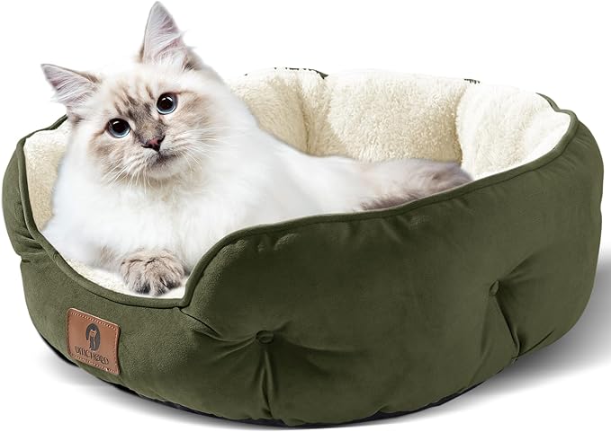 Asvin Medium Dog Bed for Medium Dogs, Cat Beds for Indoor Cats, Pet Bed for Puppy and Kitty, Extra Soft & Machine Washable with Anti-Slip & Water-Resistant Oxford Bottom, Green, 25 inches-Mewly Pet