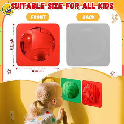 Geiserailie 3 Pcs Christmas Sensory Wall Mirror Acrylic Bubble Mirror Toys for Classroom Calming Corner Items - Sensory Room Have Visual, Tactile Stimulation (6 x 6 Inch,Red,Yellow,Green)