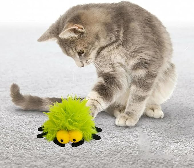 2 Pack-Spider Cat Kicker Toy with Catnip & Bell Inside, Cat Stuffed Animal Soft Cat Toys, Cute Cat Feather Toy Plush Cat Toy, Cat Nip Toys Cat Toys for Bored Cats, Interactive Cat Toys for Indoor Cats-Mewly Pet