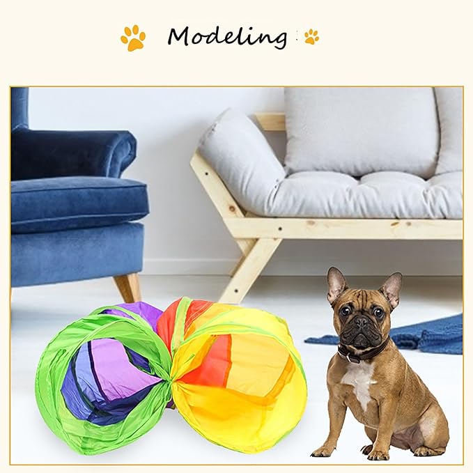 iCAGY Cat Tunnel for Indoor Cats Interactive, Rabbit Tunnel Toys, Pet Toys Play Tunnels for Cats Kittens Rabbits Puppies Crinkle Pop Up Rainbow 45"-Mewly Pet