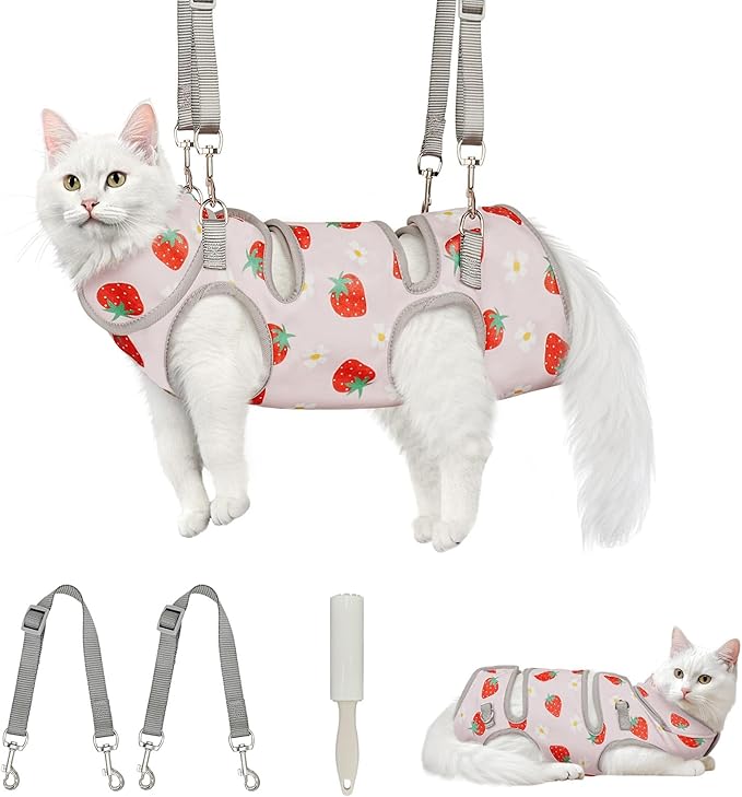 Supet Cat Grooming Hammock, Self-Adhesive Cat Nail Clipper Hammock, Soft Fabric Cat Wrap for Cutting Nails, Quickly Calm Down for Medicine, Teeth Brushing, Ear Cleaning-Mewly Pet