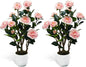 2Pack Artificial Camellia Tree, 2FT Faux Camellia Plant in Pot with Pink Flowers for Spring Home Front Door Outdoor Indoor Decoration,Pink