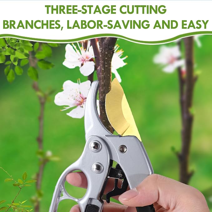 Ultra Sharp Germany Titanium Steel Pruning Shears - Cuts 3X Easier, Weak Hand Arthritis Snips, Rust-Resistant, Effortlessly 1-Inch Cut Capacity Garden Scissors, Ergonomic Handle-Mewly Pet