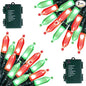 Battery Operated Christmas Lights 2 Pack 18 Feet 50 LED Clear Mini String Lights with 8 Modes Waterproof Tree Lights for Xmas Outdoor Indoor Holiday Party Garden Decor, Red & Green