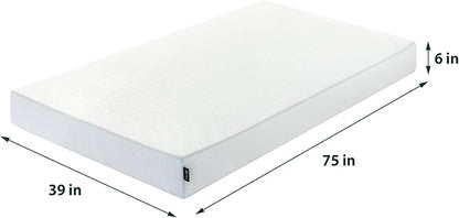 ZINUS 6 Inch Green Tea Cooling Memory Foam Mattress [New Version], Twin, Fiberglass Free, Medium Firmness, Cooling Gel Foam, Certified Safe Foams & Fabric, Mattress in A Box