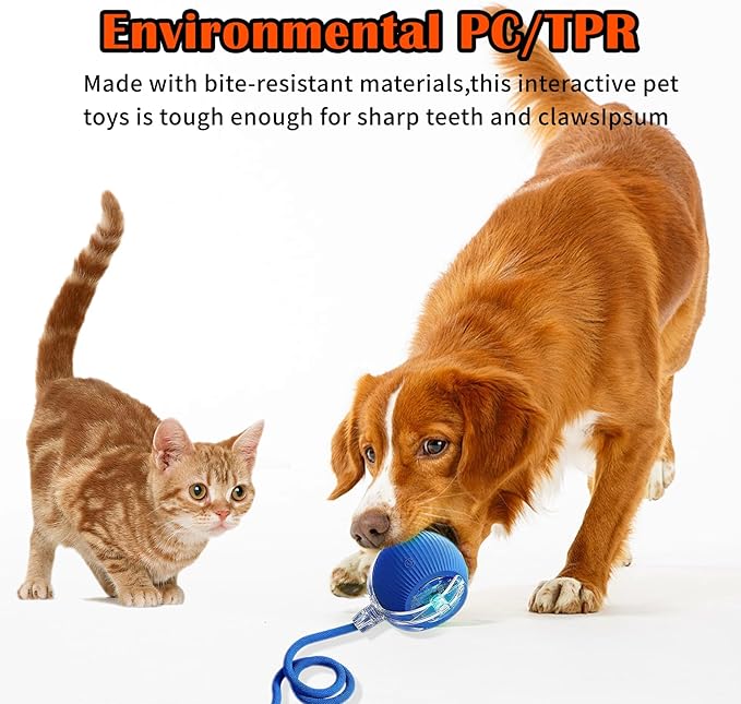 Cat Ball Toy,New Interactive Rolling Cats Dog Toy Balls 360° Smart Automatic Rolling Pet Ball, Fast Moving Toy for Dog,Interactive Toys for Cats (Yellow)-Mewly Pet