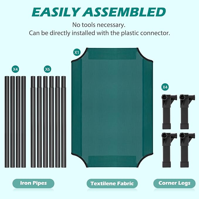 Heeyoo Elevated Dog Bed, Cooling Raised Pet Cot with Chew Proof Washable Breathable Mesh and Metal Frame, Portable Dog Cot Bed with No-Slip Feet for Outdoor or Indoor Use-Mewly Pet