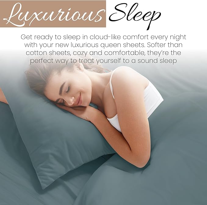 Linen Market Bed Sheets for Queen Size Bed (Ocean) - Sleep Better Than Ever with These Soft and Cooling Queen Sheets - Deep Pocket Fits 16" Thick Beds - 4 Piece Sheet Set
